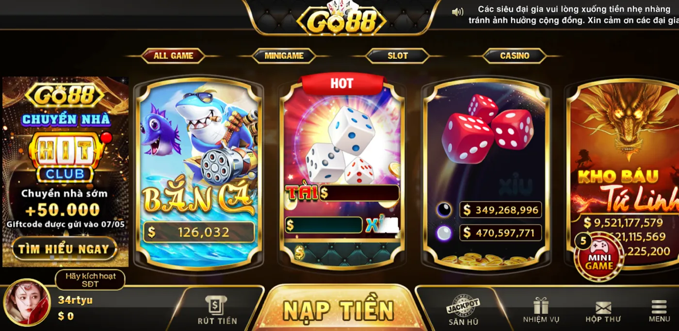 Mục đích hoạt động chính thức của cổng game Go88